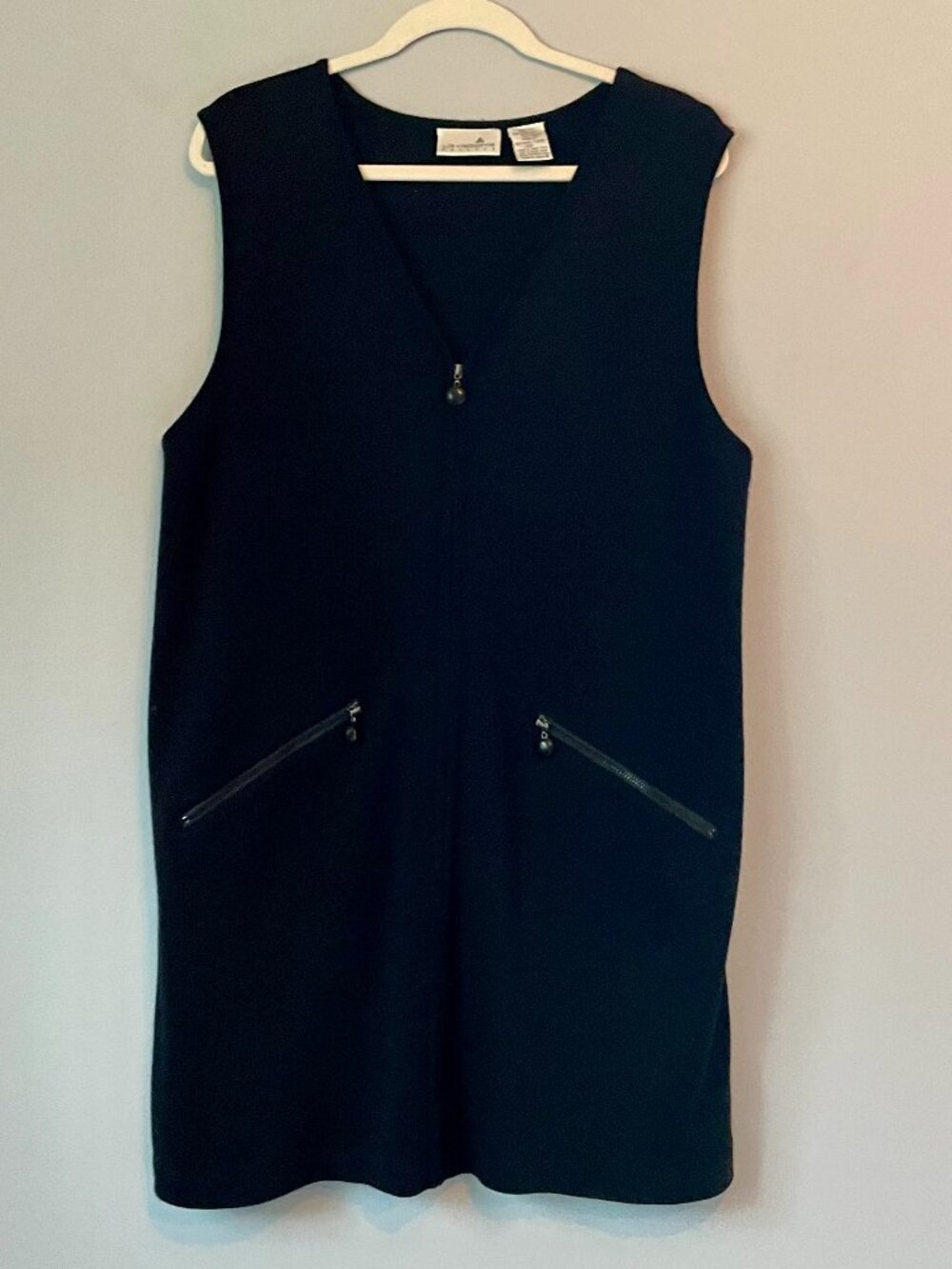 Sleeveless Black Zip-Front Vest-Dress by Liz Claiborne